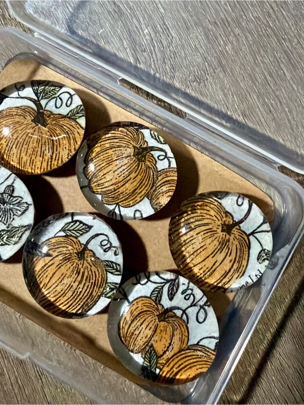 Fall 1: Handmade Glass Pumpkin Magnets (Set of 6)
